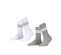 ESPRIT Damen Tennis Stripe 2-Pack W SO Baumwolle Gemustert 2 Paar Socken, Mehrfarbig (Weiß Grau 0010) neu-umweltfreundlich, 35-38 (2er Pack)