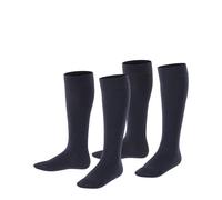 ESPRIT Unisex Kinder Kniestrümpfe Foot Logo 2-Pack Biologische Baumwolle lang einfarbig 2 Paar, Blau (Marine 6120), 35-38