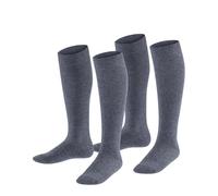 ESPRIT Unisex Kinder Kniestrümpfe Foot Logo 2-Pack Biologische Baumwolle lang einfarbig 2 Paar, Grau (Light Grey Melange 3390), 31-34