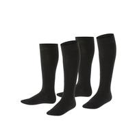 ESPRIT Unisex Kinder Kniestrümpfe Foot Logo Multipack K Kh Baumwolle lang einfarbig 2 Paar, Schwarz Black 3000, 35-38