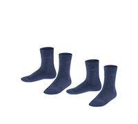 ESPRIT Unisex Kinder Socken Foot Logo Multipack K So Baumwolle einfarbig 2 Paar, Blau Navy Blue Melange 6490, 31-34