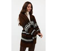 EsQualo Cardigan Hairy Ethnic Stripe Chocolate Größe: XLXXL | Jacken Outlet | Damen | Braun