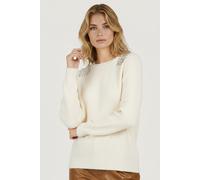 EsQualo Sweater Shoulder Pearls Off White Größe: S | Strickpullover Outlet | Damen | Weiß