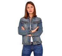 ESRA Damen Jeansjacke Damen Jeans Jacke mit Blumen Stickerei große Größen bis Übergrösse M03