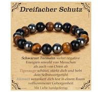 Esrael Armband Herren Hämatit Obsidian Tigerauge Schwarzer Turmalin Heilsteine Armband für Herren Natürliche Steine Stretch-Armbänder Männer Perlenarmband Schmuck Geschenk für Ihn Gifts for Men