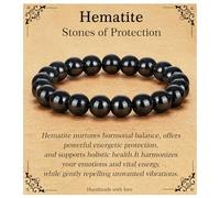 Esrael Armband Herren Hämatit Schwarzer Turmalin Obsidian Heilsteine Armband für Herren Natürliche Steine Stretch-Armbänder Männer Herrenarmband Perlenarmband Schmuck Geschenk für Ihn Gifts for Men(R)