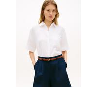 Tommy Hilfiger Damen Bluse aus Leinen, weiss, Gr. L