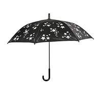 Esschert Design Kinderregenschirm Reflektor Sterne aus Polyester/Eisen/Kunststoff, Ø 87,5 x 71 cm, schwarzer Regenschirm, Kunststoff-Griff