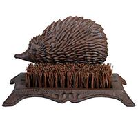 Esschert Design Schuhabstreifer, Fußabtreter Motiv Igel aus Gusseisen mit Bürste, ca. 25 cm x 16 cm x 15 cm