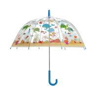 Esschert Design Kinder Regenschirm transparent mit MEERESTIEREN und blauen Griff
