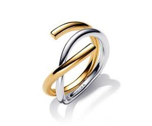 Essence Doppelring für Damen, 925er Silber, IP Gold