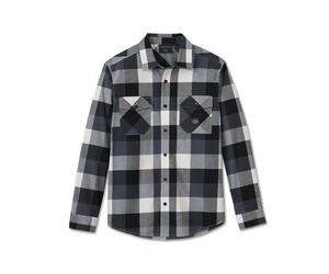 Essence Long Sleeve Flannel Shirt Plaid Herren langarm Hemd, Harley Black Ombre Blue, M M blau schwarz