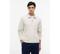 Sweatshirt TOMMY HILFIGER "ESSENTIAL TERRY POCKET 1/4 ZIP", Herren, Gr. L, heatherot oatmilk, Sweatware, Obermaterial: 100% Baumwolle, normal normal, Sweatshirts Sweatshirt (47043245-L) heatherot oatm