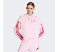 adidas Women's Essentials 3-Stripes French Terry Full Zip Hoodie, Clear pink/Pure Ruby, XXS