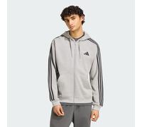 Essentials 3-Streifen French Terry Kapuzenjacke Medium Grey Heather / White 4XL