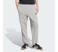 Essentials 3-Streifen Hose, French Terry, schmal zulaufend, Bündchen Medium Grey Heather / White 2XL Short