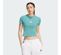 T-Shirt ADIDAS SPORTSWEAR "W 3S SJ BABY T", Damen, Gr. M, powder teal, weiß, Obermaterial: 93% Baumwolle, 7% Elasthan, sportlich, Rundhals, Shirts (64534830-M) powder teal, weiß