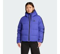 Essentials Climawarm 3-Streifen Puffer Daunenjacke mit Kapuze Semi Lucid Blue 2XL