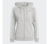 Essentials French Terry 3-Streifen Kapuzenjacke Medium Grey Heather / White XS