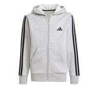 Kapuzensweatshirt ADIDAS SPORTSWEAR "J 3S FL FZ HD", Kinder, Gr. 140, grau (medium grau heather, schwarz), Obermaterial: 55% Baumwolle, 36% Polyester, 9% Viskose, sportlich, Sweatshirts (78989709-140)