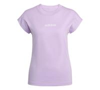 adidas Damen Essentials LINEAR Cotton T-Shirt, Powder Plum/White, L
