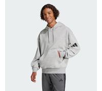 adidas Men's Essentials LOSE FIT Three BAR Terry Hoodie, Medium Grey Heather/Black, M