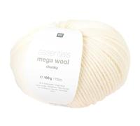 Essentials Mega Wool Chunky Strickgarn, 55% Schurwolle und 45% Polyacryl, 100 g (Creme)