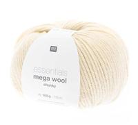 Essentials Mega Wool Chunky Strickgarn, 55% Schurwolle und 45% Polyacryl, 100 g (Elfenbein)