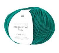 Essentials Mega Wool Chunky Strickgarn, 55% Schurwolle und 45% Polyacryl, 100 g (Grün)