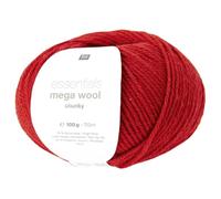 Essentials Mega Wool Chunky Strickgarn, 55% Schurwolle und 45% Polyacryl, 100 g (Rot)