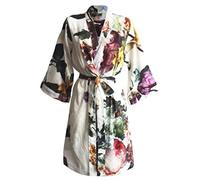 ESSENZA Kimono Fleur Ecru, XS, 100% Baumwollsatin, Blumen Pfingstrosen Tulpen