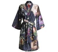 ESSENZA Kimono Fleur Nightblue, XL, 100% Baumwollsatin, Blumen Pfingstrosen Tulpen