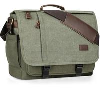 ESTARER Laptoptasche 17 Zoll Umhängetasche Canvas für Arbeit Uni, Armeegrün