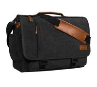 ESTARER Laptoptasche 17 Zoll Umhängetasche Canvas für Arbeit Uni aus Canvas SCHWARZ