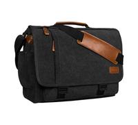 ESTARER Laptoptasche 17 Zoll Umhängetasche Canvas für Arbeit Uni Schwarzgrau