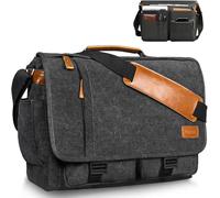 ESTARER Laptoptasche 17 Zoll Umhängetasche Herren Canvas für Arbeit Uni Grau