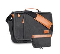 ESTARER Laptoptasche 17 Zoll Umhängetasche Herren mit Federtasche Canvas Arbeitstasche Herren für Arbeit, Büro, Universität, Grau
