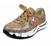 Laura Vita Damen-Sneaker aus Leder und Stoff, mehrfarbig, herausnehmbares Fußbett, BURTON05, Violettgrün, 38 EU