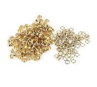 Estink Grommet Ösen Scheiben, Tülle Metallösen Unterlegscheiben Kit, 5 mm Grommet Werkzeug Kit mit Unterlegscheiben, Nieten Ösen für Kleidung, Leder, Arbeit, Scrap, Buchung,Kunst und Handwerk Gold