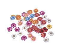 Estink Holzknöpfe, 50 Stück, Chrysanthemenknöpfe Blumenknöpfe Zum Basteln, 2 Löcher, Flache DIY-Handarbeit, Gänseblümchen Sonnenblumen-Knöpfe für DIY Nähen, Kleidung, Basteln