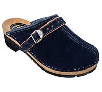ESTRO Clogs Damen Holz Leder - Clogs Herren Holzschuhe Herren Holzclogs Damen mit rutschfest Sohle CDL05 (Dunkelblau, 35)