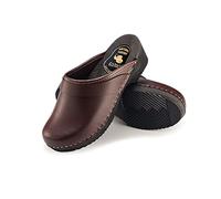 ESTRO Clogs Damen Holz Leder - Clogs Herren Holzschuhe Herren Holzclogs Damen mit rutschfest Sohle CDL07 (40, Braun)