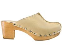 ESTRO Damen Clogs Leder Schuhe aus Holz CDL03 (Beige, 40)