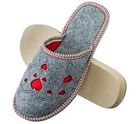 ESTRO Filzpantoffeln Damen Pantoffeln Filz - Filzhausschuhe für Damen Hausschuhe Filz mit Rutchfeste Sohle F03 (39, Herzen)