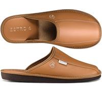 ESTRO Hausschuhe Herren Leder Herrenhausschuhe - Hausschuh Männer Pantoffel Pantoffeln Pantoletten Slipper Mann Warm Rust (43 EU, Gold)
