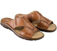 ESTRO Sandalen Herren Sommer Leder - Echtleder Sommerschuhe Herren Schlappen Männer mit Rutschfeste Gummisohle s1 (44, Rostbraun)