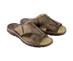 ESTRO Sandalen Herren Sommer Leder - Echtleder Sommerschuhe Herren Schlappen Männer mit Rutschfeste Gummisohle s1 (46, Braun)