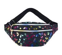Estwell Gürteltasche Damen Bauchtasche Mode Hüfttasche Wasserdicht PU Leder Handytasche Verstellbarer Sports Tasche Blume Tailletasche für Joggen Festival Laufen Radfahren Reisen
