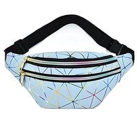 Estwell Gürteltasche für Festivals, Hüfttasche, 3 Reißverschlusstaschen, modisch, wasserdicht, PU-Leder, Hüfttasche für Reisen, Urlaub, Gürteltasche für Frauen, Damen, Mädchen (blau)