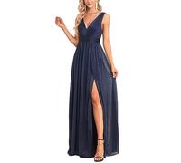 EsukAr Frauen Formale Abendkleid, Geraffte Prom Partei Ballkleid Maxi-Kleider,Blau,XL